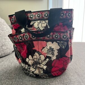 Vera Bradley Black and Red Floral Tote